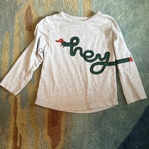 Tucker + Tate Gray Long Sleeve Tee with Green 'Hey' Design